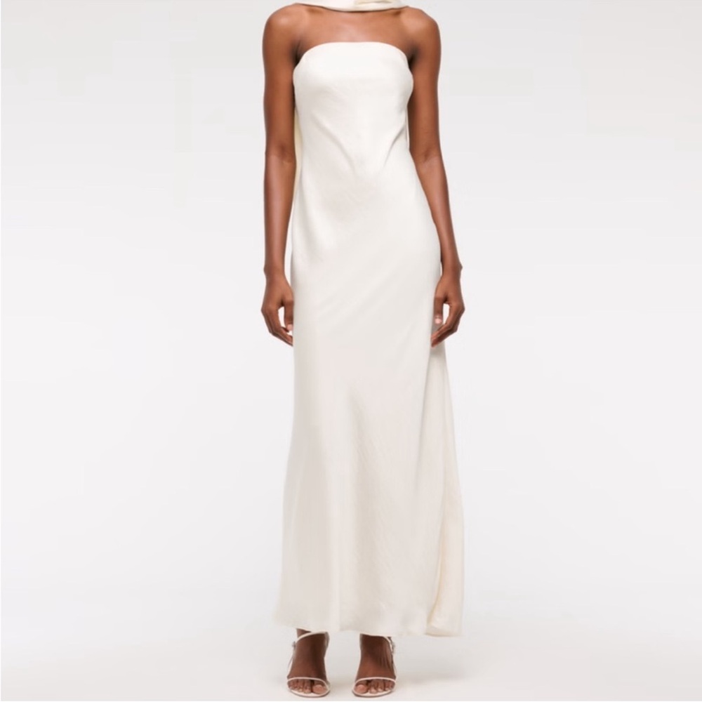 Elegant White Strapless Evening Gown Bridal - Picture 2 of 3